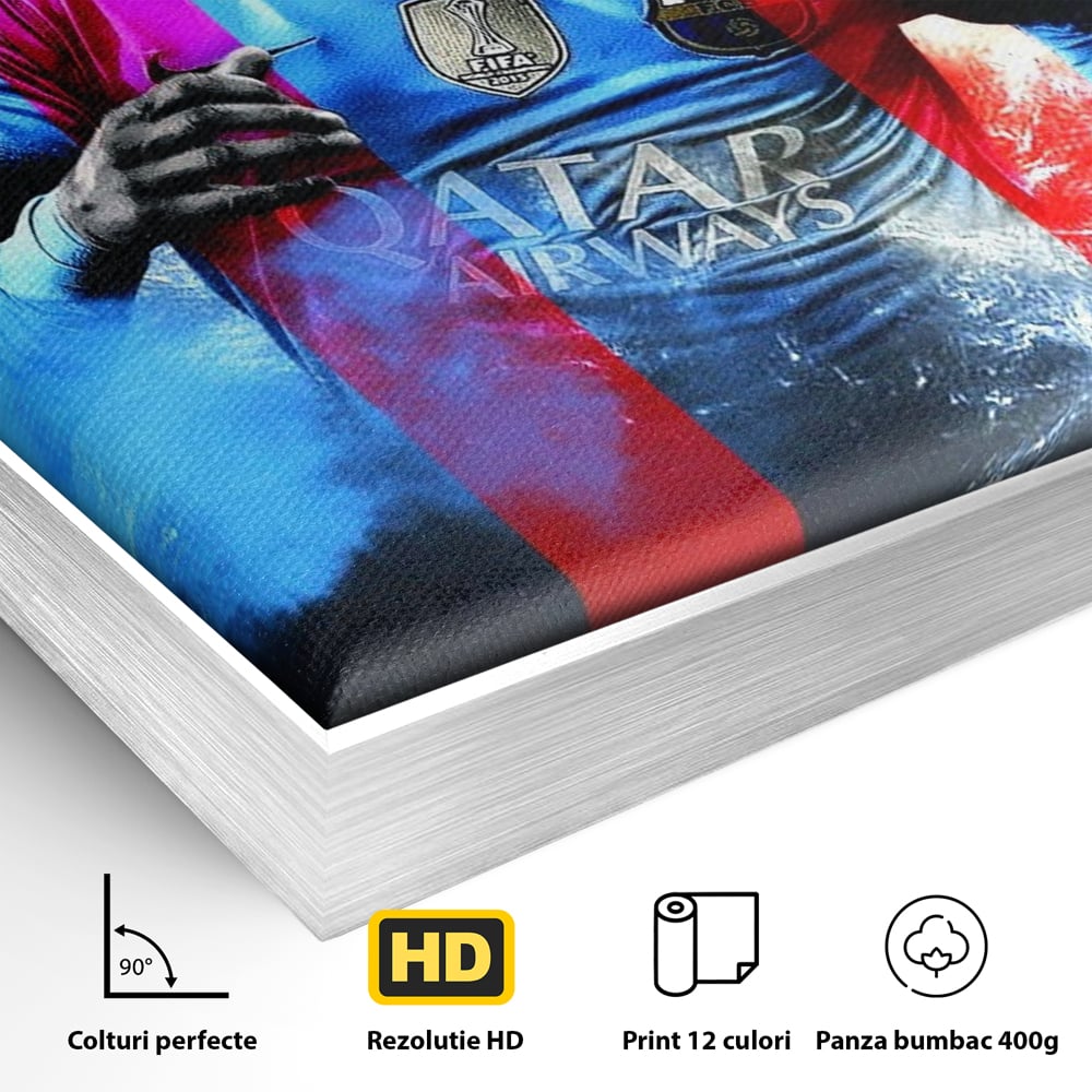 Leinwand Wandkunst Leinwand Wandkunst Premium LuxCanva® C1033, Neymar Jr , Farben, Fußballer, Barcelona, Kinderzimmer, Spielzimmer, Bar, entspannend, Bar, leuchtende Farben