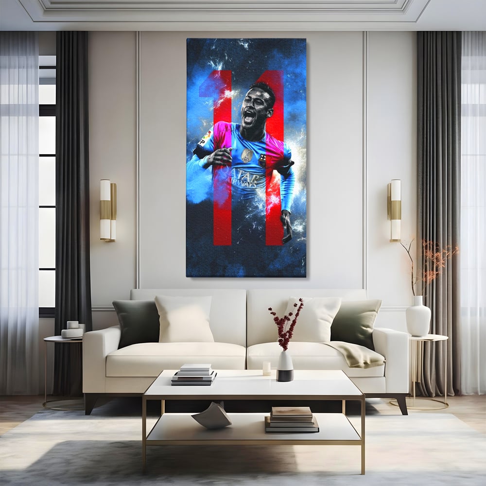 Leinwand Wandkunst Leinwand Wandkunst Premium LuxCanva® C1033, Neymar Jr , Farben, Fußballer, Barcelona, Kinderzimmer, Spielzimmer, Bar, entspannend, Bar, leuchtende Farben