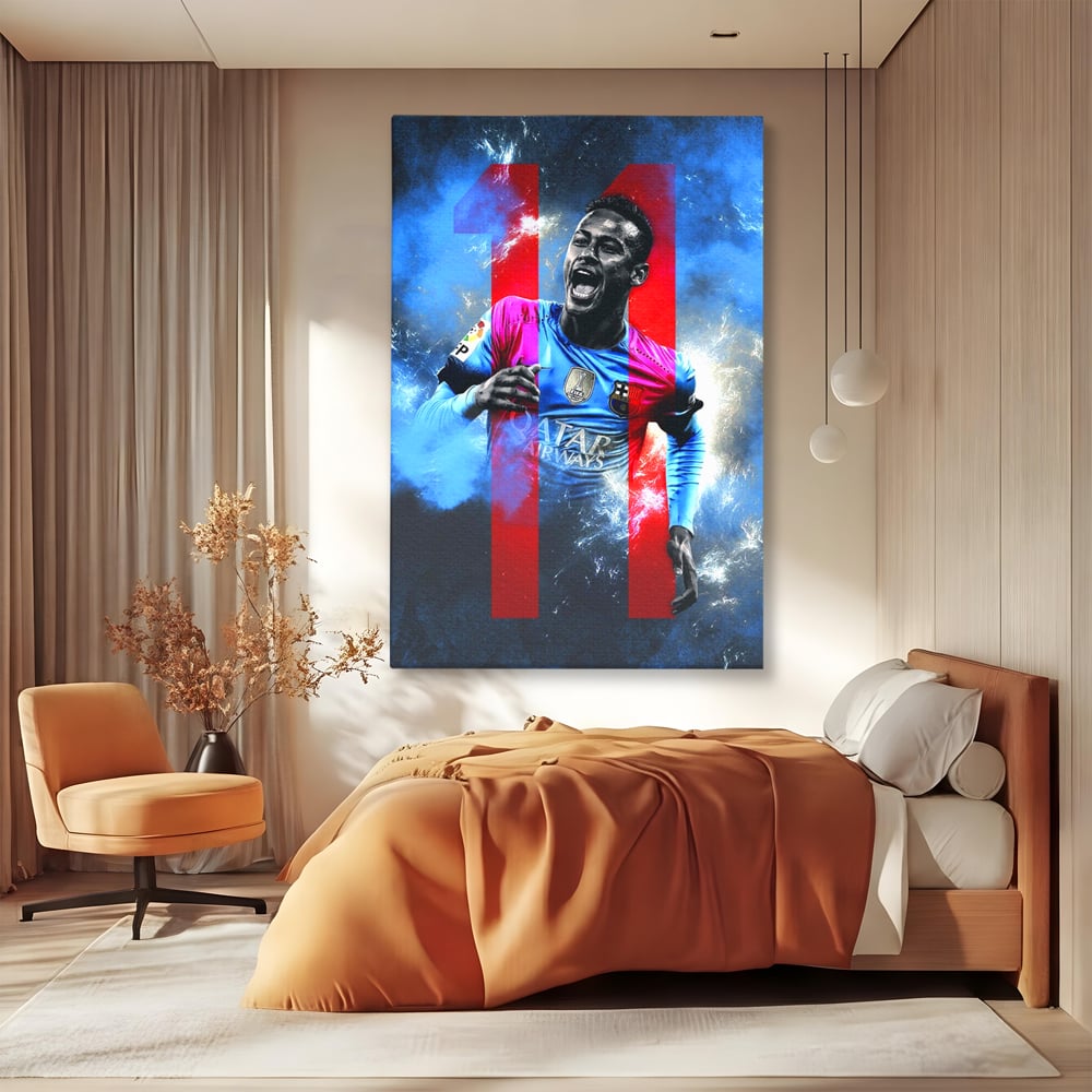 Leinwand Wandkunst Leinwand Wandkunst Premium LuxCanva® C1033, Neymar Jr , Farben, Fußballer, Barcelona, Kinderzimmer, Spielzimmer, Bar, entspannend, Bar, leuchtende Farben