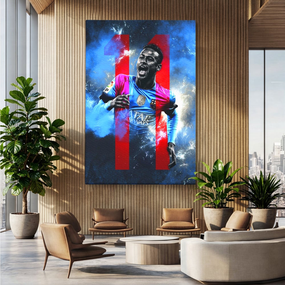 Leinwand Wandkunst Leinwand Wandkunst Premium LuxCanva® C1033, Neymar Jr , Farben, Fußballer, Barcelona, Kinderzimmer, Spielzimmer, Bar, entspannend, Bar, leuchtende Farben