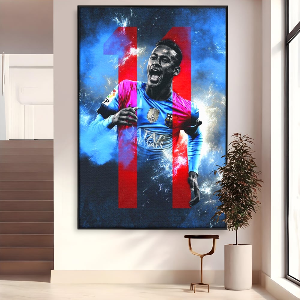 Leinwand Wandkunst Leinwand Wandkunst Premium LuxCanva® C1033, Neymar Jr , Farben, Fußballer, Barcelona, Kinderzimmer, Spielzimmer, Bar, entspannend, Bar, leuchtende Farben