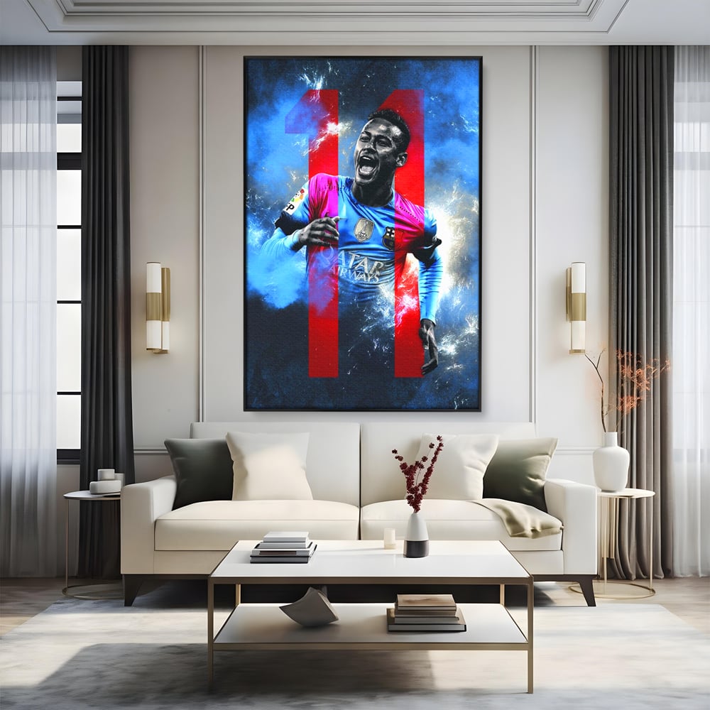 Leinwand Wandkunst Leinwand Wandkunst Premium LuxCanva® C1033, Neymar Jr , Farben, Fußballer, Barcelona, Kinderzimmer, Spielzimmer, Bar, entspannend, Bar, leuchtende Farben