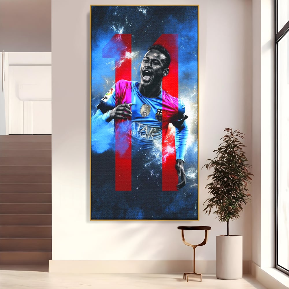 Leinwand Wandkunst Leinwand Wandkunst Premium LuxCanva® C1033, Neymar Jr , Farben, Fußballer, Barcelona, Kinderzimmer, Spielzimmer, Bar, entspannend, Bar, leuchtende Farben