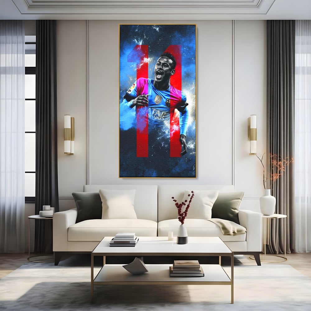 Leinwand Wandkunst Leinwand Wandkunst Premium LuxCanva® C1033, Neymar Jr , Farben, Fußballer, Barcelona, Kinderzimmer, Spielzimmer, Bar, entspannend, Bar, leuchtende Farben