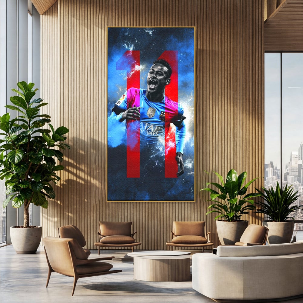 Leinwand Wandkunst Leinwand Wandkunst Premium LuxCanva® C1033, Neymar Jr , Farben, Fußballer, Barcelona, Kinderzimmer, Spielzimmer, Bar, entspannend, Bar, leuchtende Farben