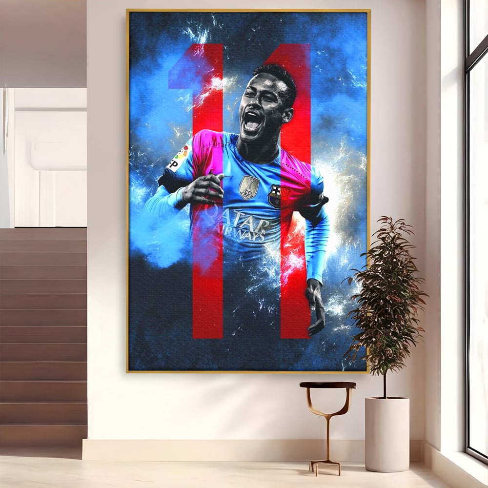 Leinwand Wandkunst Leinwand Wandkunst Premium LuxCanva® C1033, Neymar Jr , Farben, Fußballer, Barcelona, Kinderzimmer, Spielzimmer, Bar, entspannend, Bar, leuchtende Farben