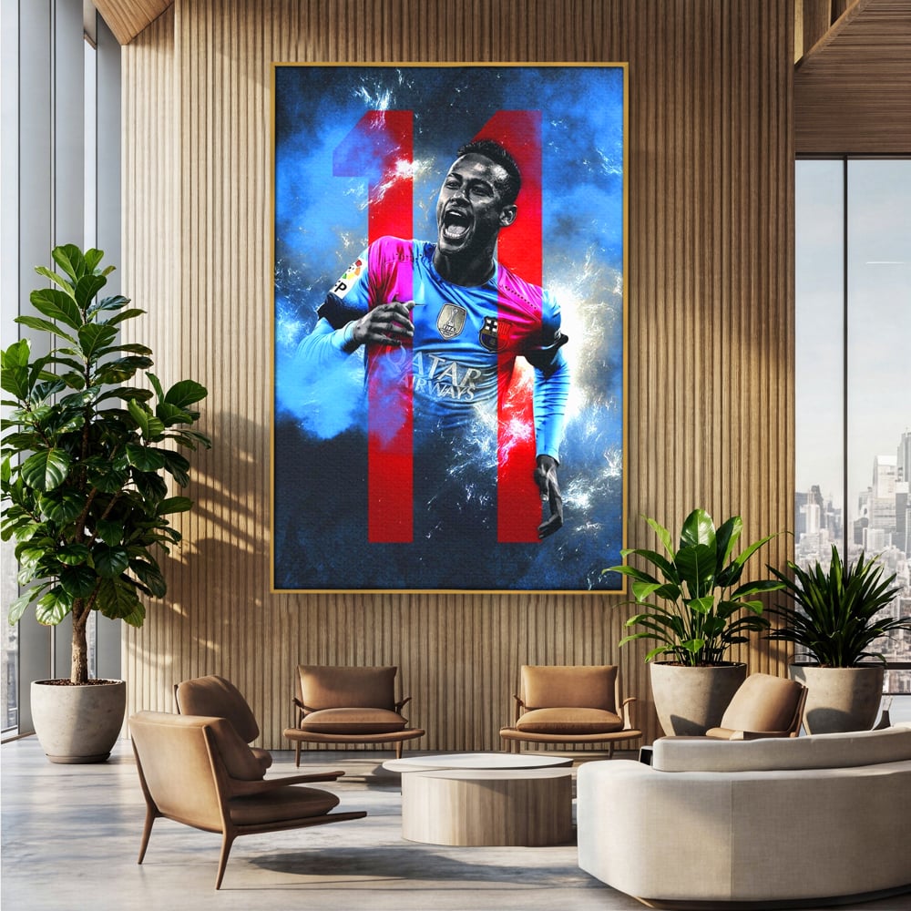 Leinwand Wandkunst Leinwand Wandkunst Premium LuxCanva® C1033, Neymar Jr , Farben, Fußballer, Barcelona, Kinderzimmer, Spielzimmer, Bar, entspannend, Bar, leuchtende Farben