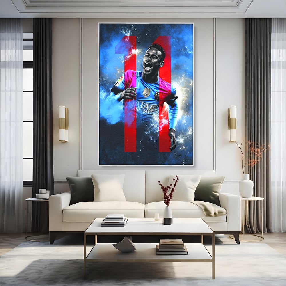 Leinwand Wandkunst Leinwand Wandkunst Premium LuxCanva® C1033, Neymar Jr , Farben, Fußballer, Barcelona, Kinderzimmer, Spielzimmer, Bar, entspannend, Bar, leuchtende Farben