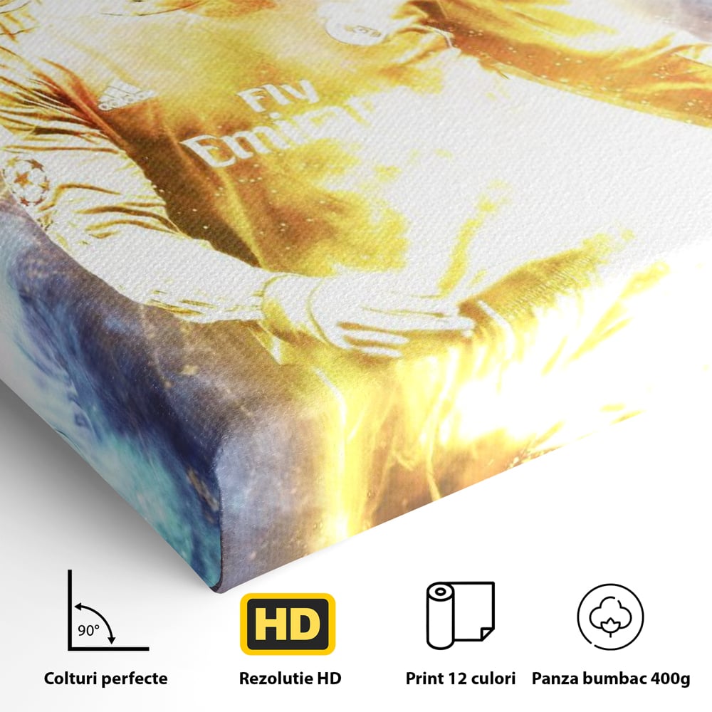 Tablou Canvas Premium LuxCanva® C1034, Cristiano Ronaldo ,  Culori, Fotbalist, Real Madrid, CR 7, Camera Copilului, Game Room, Bar, Relaxare, Culori Vibrante