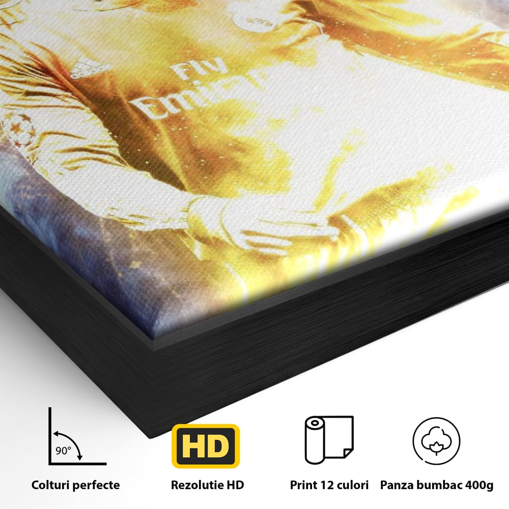 Tablou Canvas Premium LuxCanva® C1034, Cristiano Ronaldo ,  Culori, Fotbalist, Real Madrid, CR 7, Camera Copilului, Game Room, Bar, Relaxare, Culori Vibrante