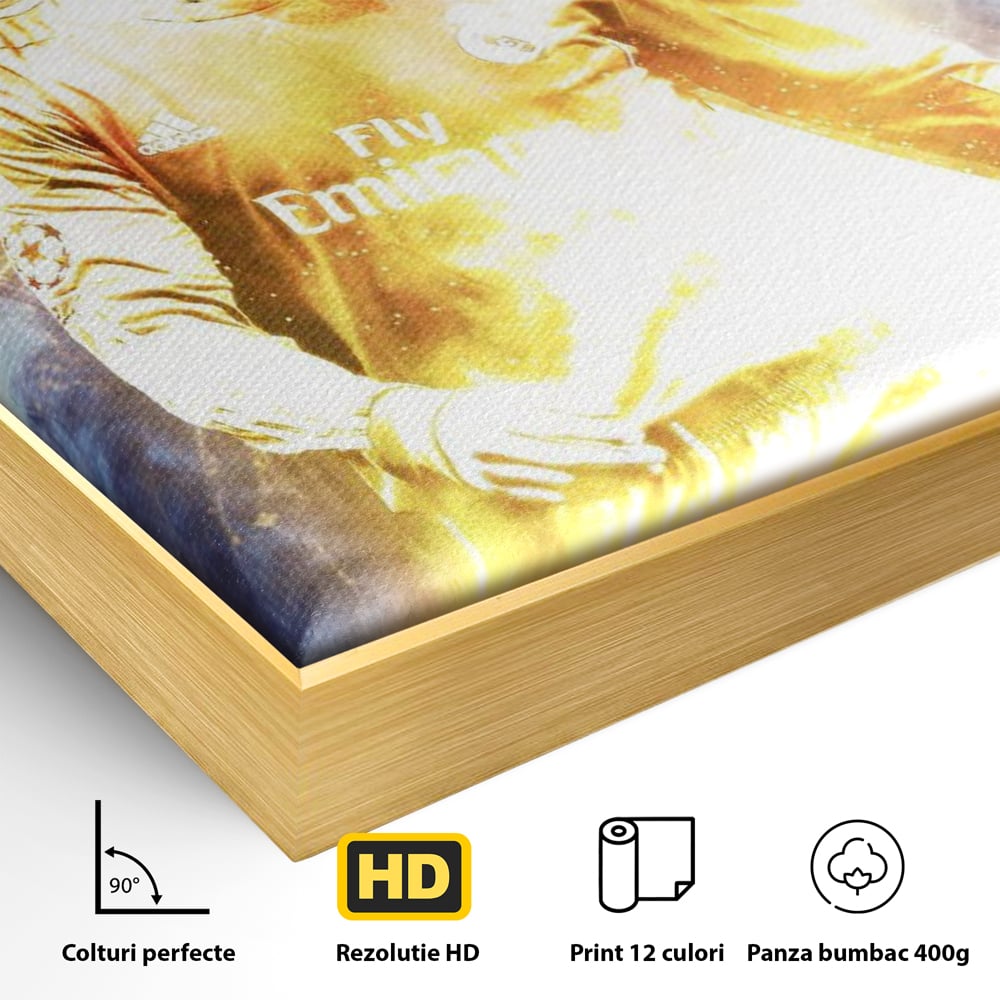 Tablou Canvas Premium LuxCanva® C1034, Cristiano Ronaldo ,  Culori, Fotbalist, Real Madrid, CR 7, Camera Copilului, Game Room, Bar, Relaxare, Culori Vibrante