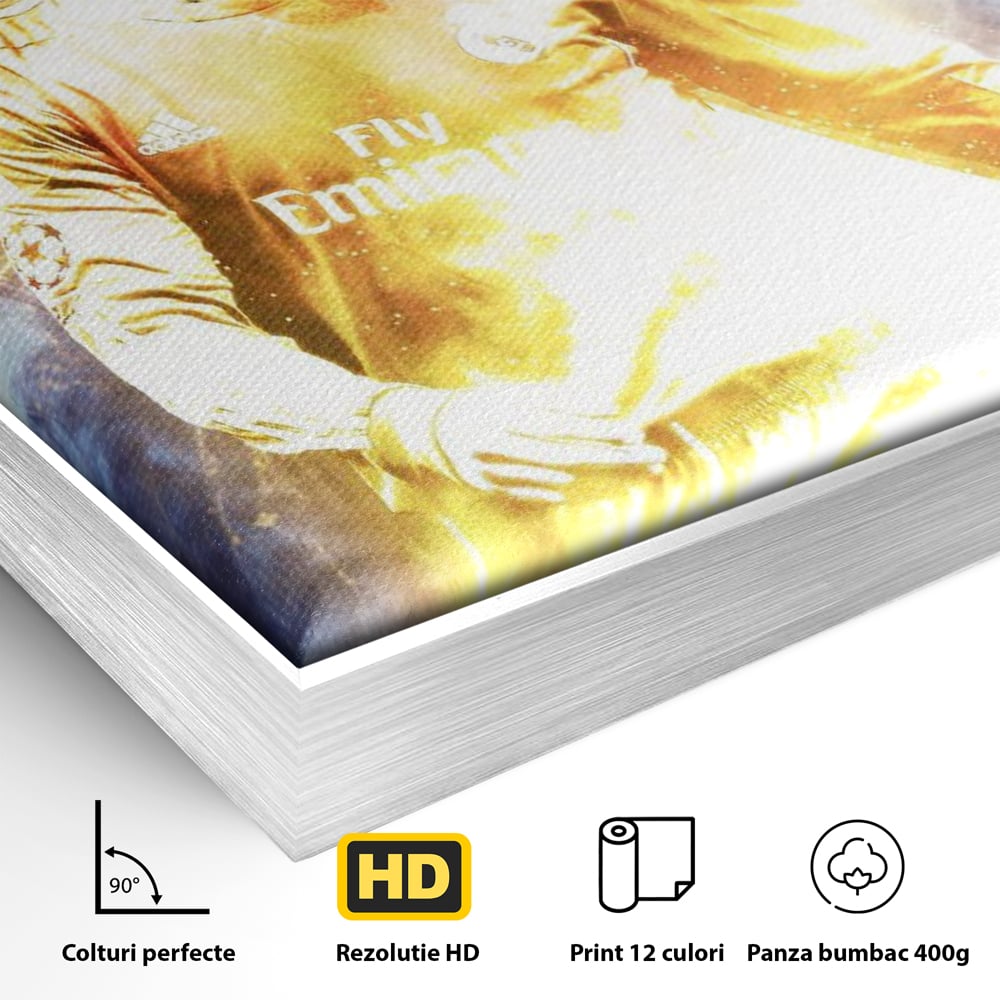 Tablou Canvas Premium LuxCanva® C1034, Cristiano Ronaldo ,  Culori, Fotbalist, Real Madrid, CR 7, Camera Copilului, Game Room, Bar, Relaxare, Culori Vibrante