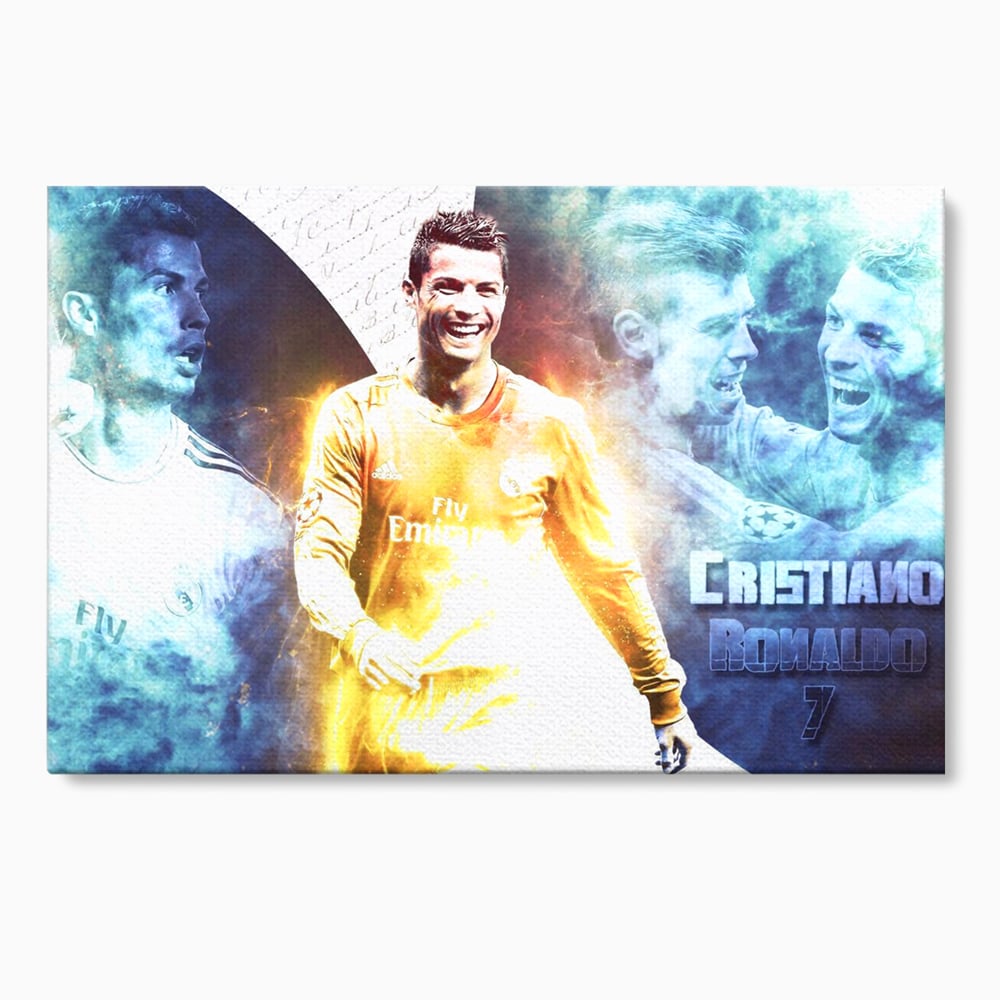 Tablou Canvas Premium LuxCanva® C1034, Cristiano Ronaldo ,  Culori, Fotbalist, Real Madrid, CR 7, Camera Copilului, Game Room, Bar, Relaxare, Culori Vibrante