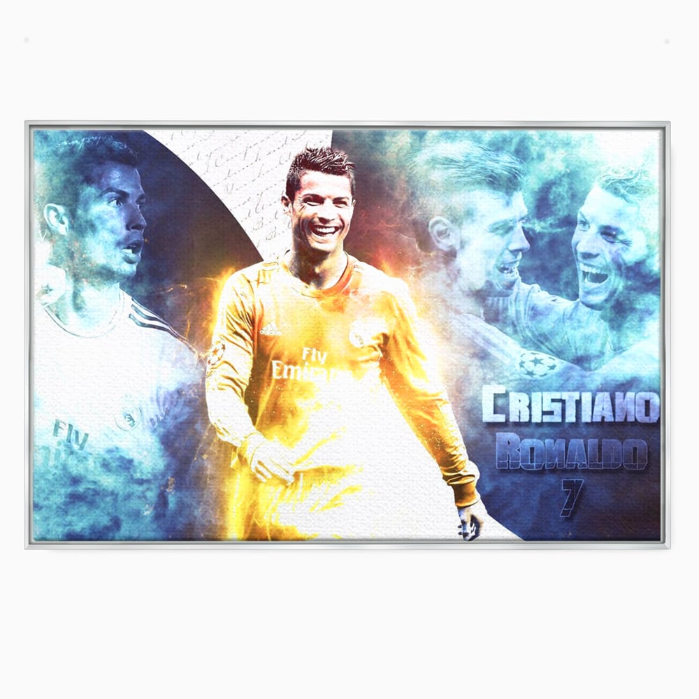 Tablou Canvas Premium LuxCanva® C1034, Cristiano Ronaldo ,  Culori, Fotbalist, Real Madrid, CR 7, Camera Copilului, Game Room, Bar, Relaxare, Culori Vibrante