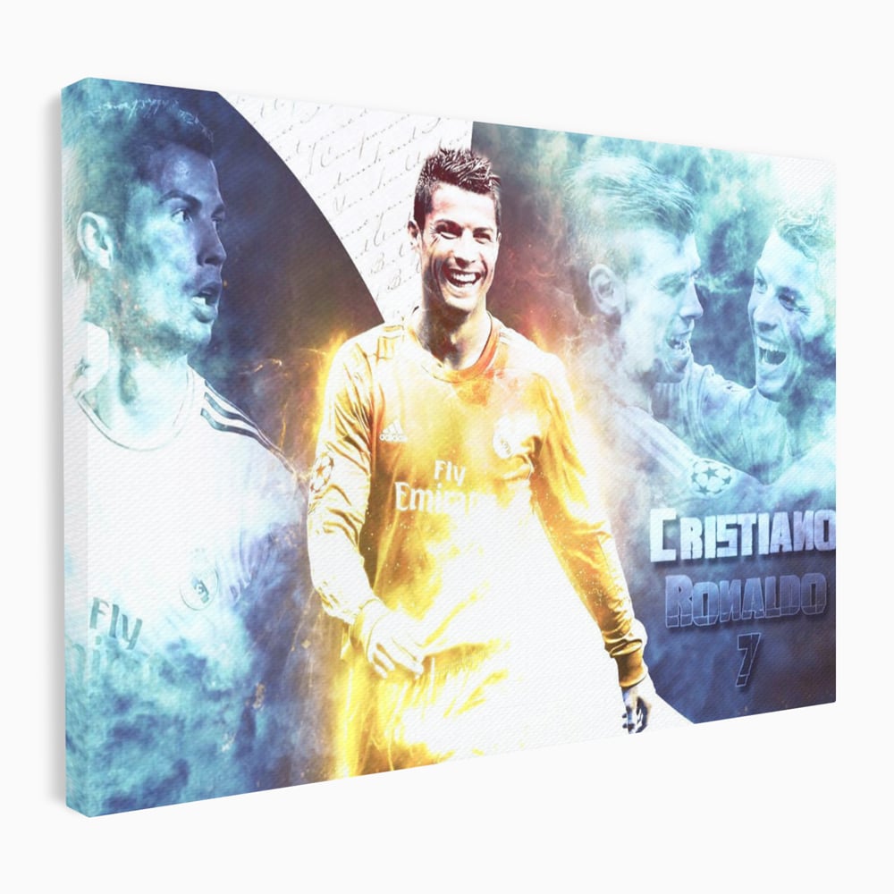 Tablou Canvas Premium LuxCanva® C1034, Cristiano Ronaldo ,  Culori, Fotbalist, Real Madrid, CR 7, Camera Copilului, Game Room, Bar, Relaxare, Culori Vibrante