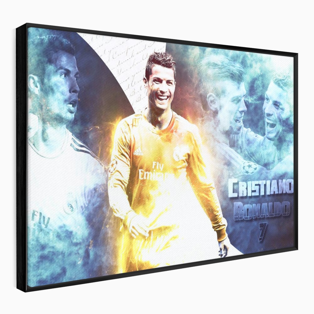 Tablou Canvas Premium LuxCanva® C1034, Cristiano Ronaldo ,  Culori, Fotbalist, Real Madrid, CR 7, Camera Copilului, Game Room, Bar, Relaxare, Culori Vibrante