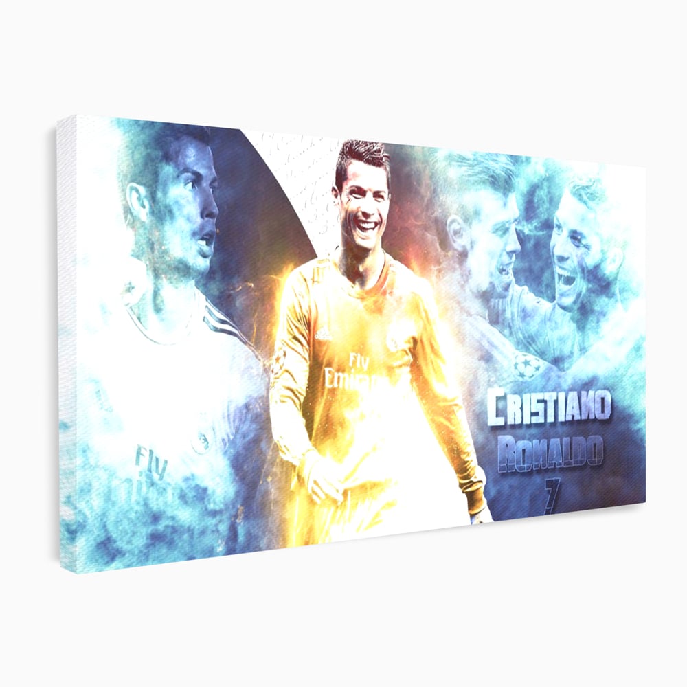 Tablou Canvas Premium LuxCanva® C1034, Cristiano Ronaldo ,  Culori, Fotbalist, Real Madrid, CR 7, Camera Copilului, Game Room, Bar, Relaxare, Culori Vibrante