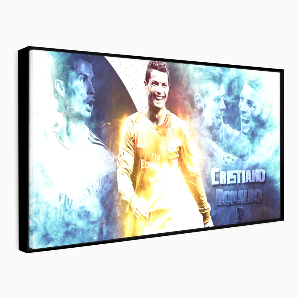Tablou Canvas Premium LuxCanva® C1034, Cristiano Ronaldo ,  Culori, Fotbalist, Real Madrid, CR 7, Camera Copilului, Game Room, Bar, Relaxare, Culori Vibrante