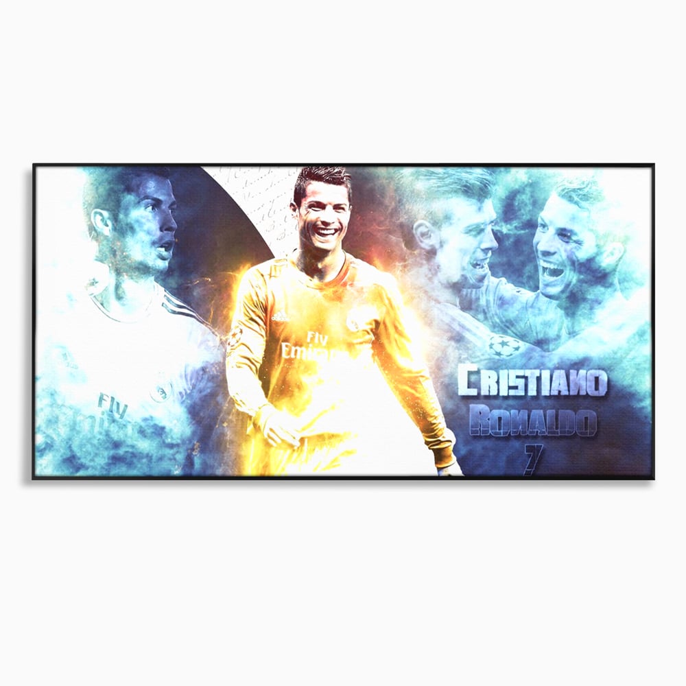 Tablou Canvas Premium LuxCanva® C1034, Cristiano Ronaldo ,  Culori, Fotbalist, Real Madrid, CR 7, Camera Copilului, Game Room, Bar, Relaxare, Culori Vibrante