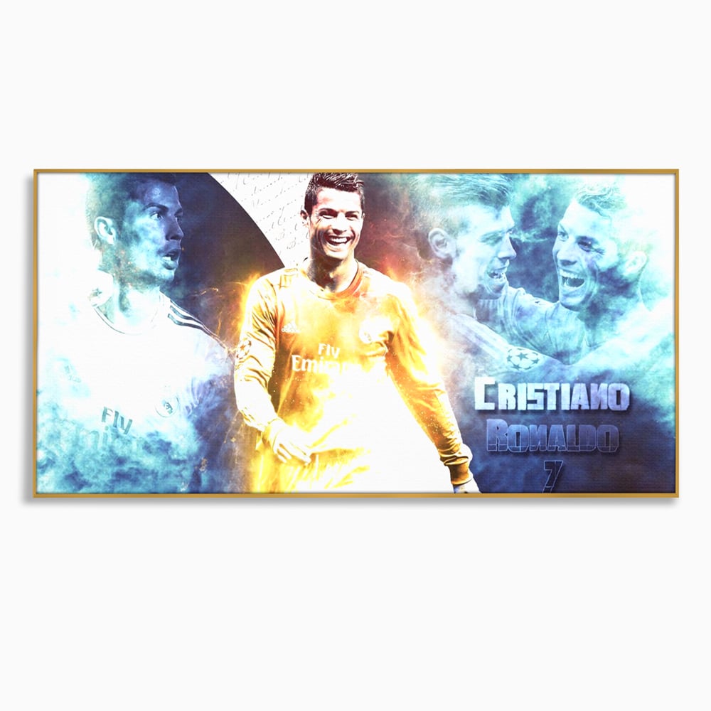 Tablou Canvas Premium LuxCanva® C1034, Cristiano Ronaldo ,  Culori, Fotbalist, Real Madrid, CR 7, Camera Copilului, Game Room, Bar, Relaxare, Culori Vibrante