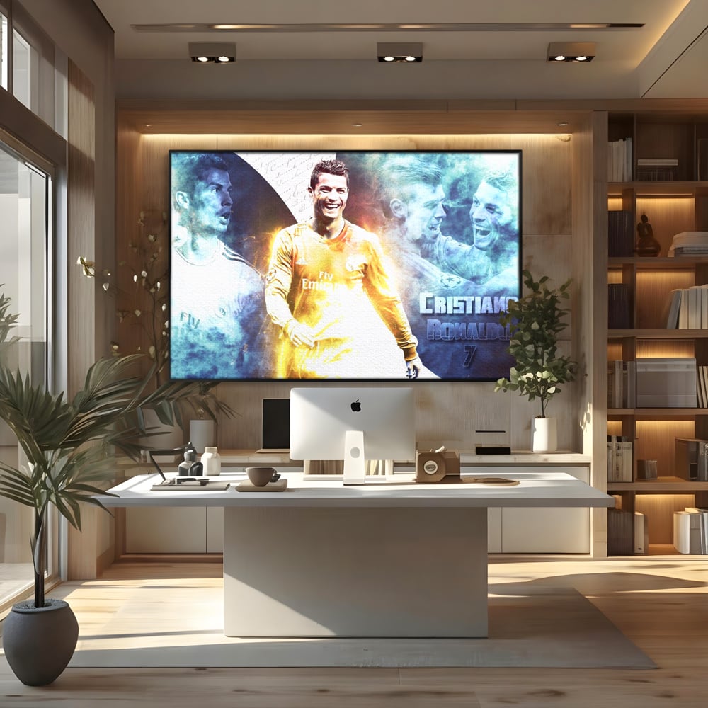Tablou Canvas Premium LuxCanva® C1034, Cristiano Ronaldo ,  Culori, Fotbalist, Real Madrid, CR 7, Camera Copilului, Game Room, Bar, Relaxare, Culori Vibrante