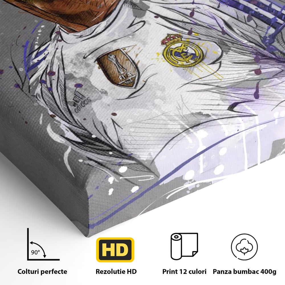 Tablou Canvas Premium LuxCanva® C1035, Cristiano Ronaldo , Culori, Fotbalist, Real Madrid, CR 7, GOAT Camera Copilului, Game Room, Bar, Relaxare, Culori Vibrante