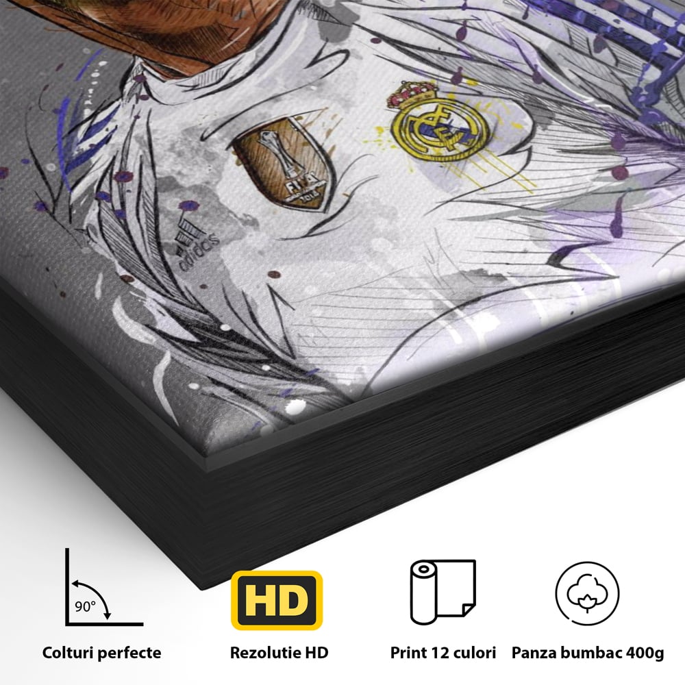 Tablou Canvas Premium LuxCanva® C1035, Cristiano Ronaldo , Culori, Fotbalist, Real Madrid, CR 7, GOAT Camera Copilului, Game Room, Bar, Relaxare, Culori Vibrante
