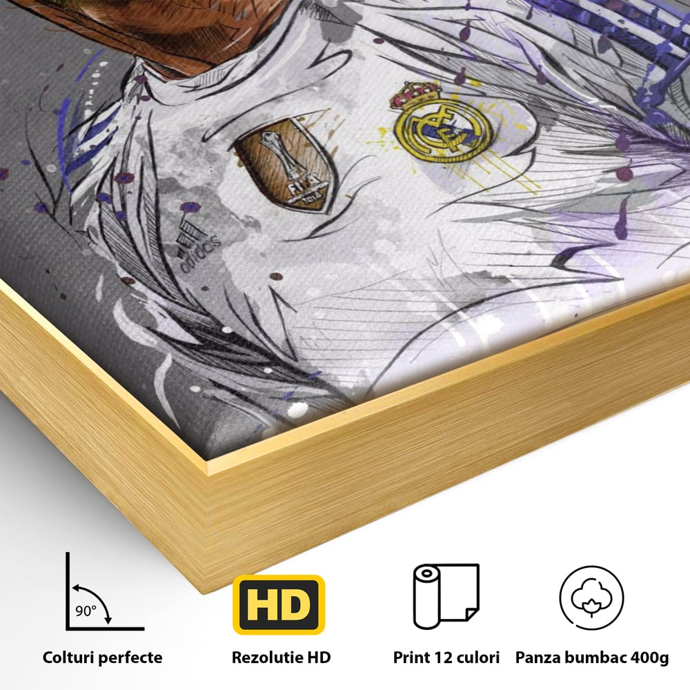 Tablou Canvas Premium LuxCanva® C1035, Cristiano Ronaldo , Culori, Fotbalist, Real Madrid, CR 7, GOAT Camera Copilului, Game Room, Bar, Relaxare, Culori Vibrante