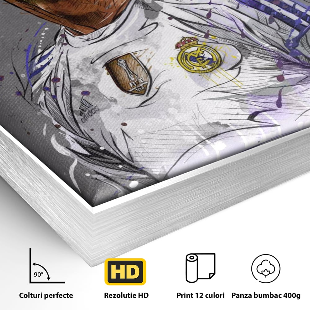 Tablou Canvas Premium LuxCanva® C1035, Cristiano Ronaldo , Culori, Fotbalist, Real Madrid, CR 7, GOAT Camera Copilului, Game Room, Bar, Relaxare, Culori Vibrante