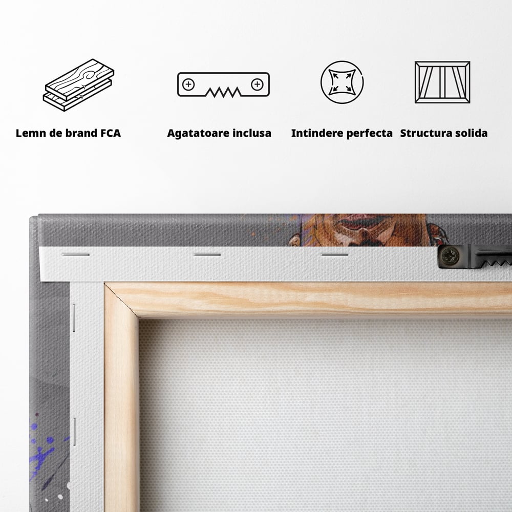 Tablou Canvas Premium LuxCanva® C1035, Cristiano Ronaldo , Culori, Fotbalist, Real Madrid, CR 7, GOAT Camera Copilului, Game Room, Bar, Relaxare, Culori Vibrante