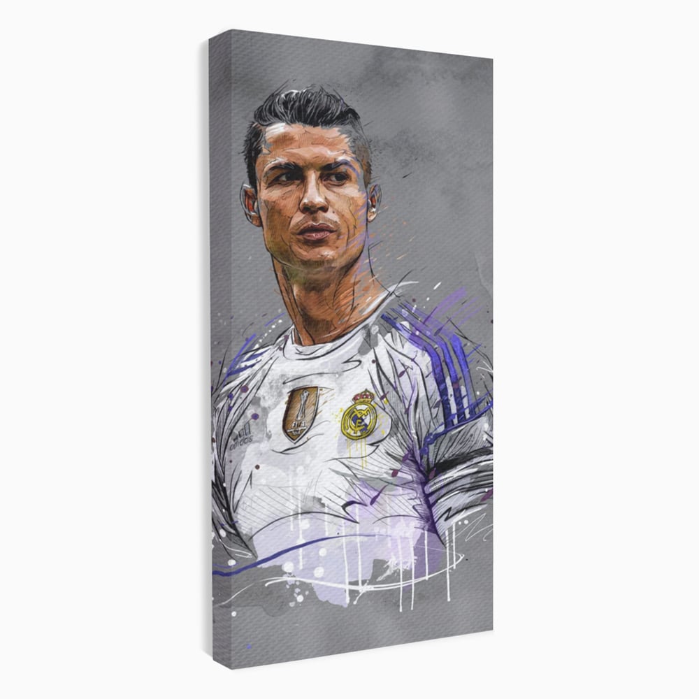 Tablou Canvas Premium LuxCanva® C1035, Cristiano Ronaldo , Culori, Fotbalist, Real Madrid, CR 7, GOAT Camera Copilului, Game Room, Bar, Relaxare, Culori Vibrante