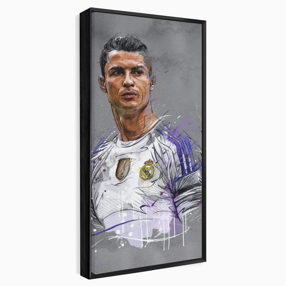 Tablou Canvas Premium LuxCanva® C1035, Cristiano Ronaldo , Culori, Fotbalist, Real Madrid, CR 7, GOAT Camera Copilului, Game Room, Bar, Relaxare, Culori Vibrante