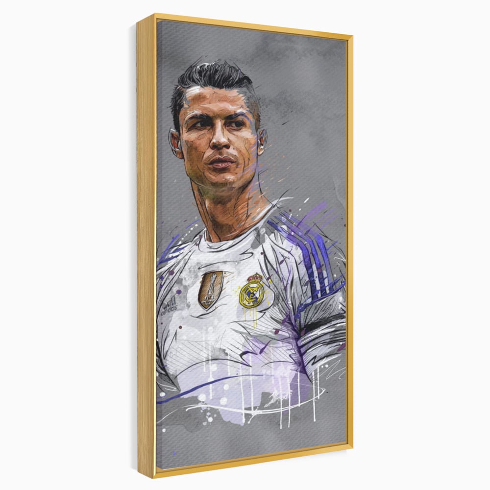 Tablou Canvas Premium LuxCanva® C1035, Cristiano Ronaldo , Culori, Fotbalist, Real Madrid, CR 7, GOAT Camera Copilului, Game Room, Bar, Relaxare, Culori Vibrante