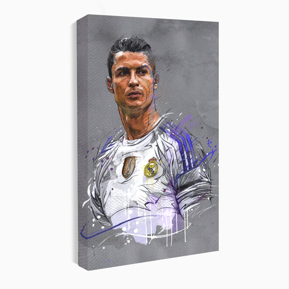 Tablou Canvas Premium LuxCanva® C1035, Cristiano Ronaldo , Culori, Fotbalist, Real Madrid, CR 7, GOAT Camera Copilului, Game Room, Bar, Relaxare, Culori Vibrante
