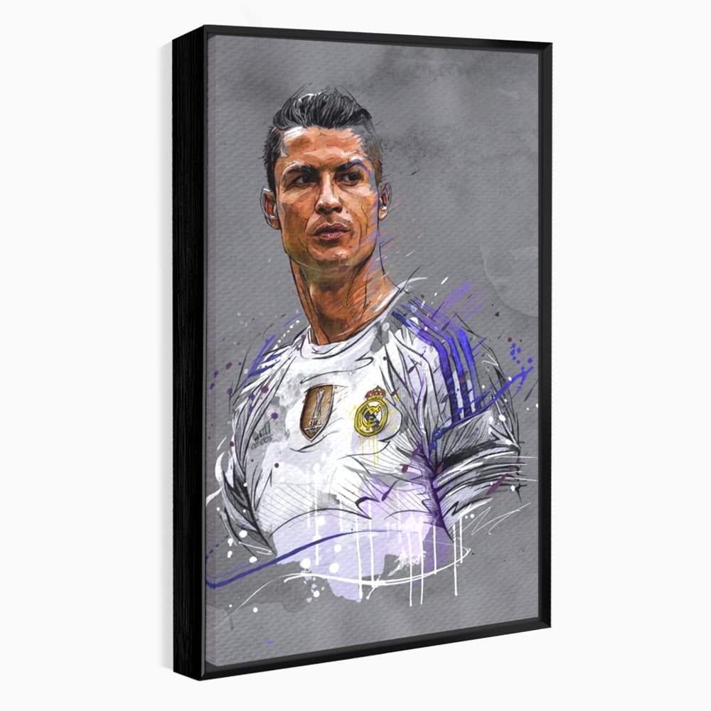 Tablou Canvas Premium LuxCanva® C1035, Cristiano Ronaldo , Culori, Fotbalist, Real Madrid, CR 7, GOAT Camera Copilului, Game Room, Bar, Relaxare, Culori Vibrante