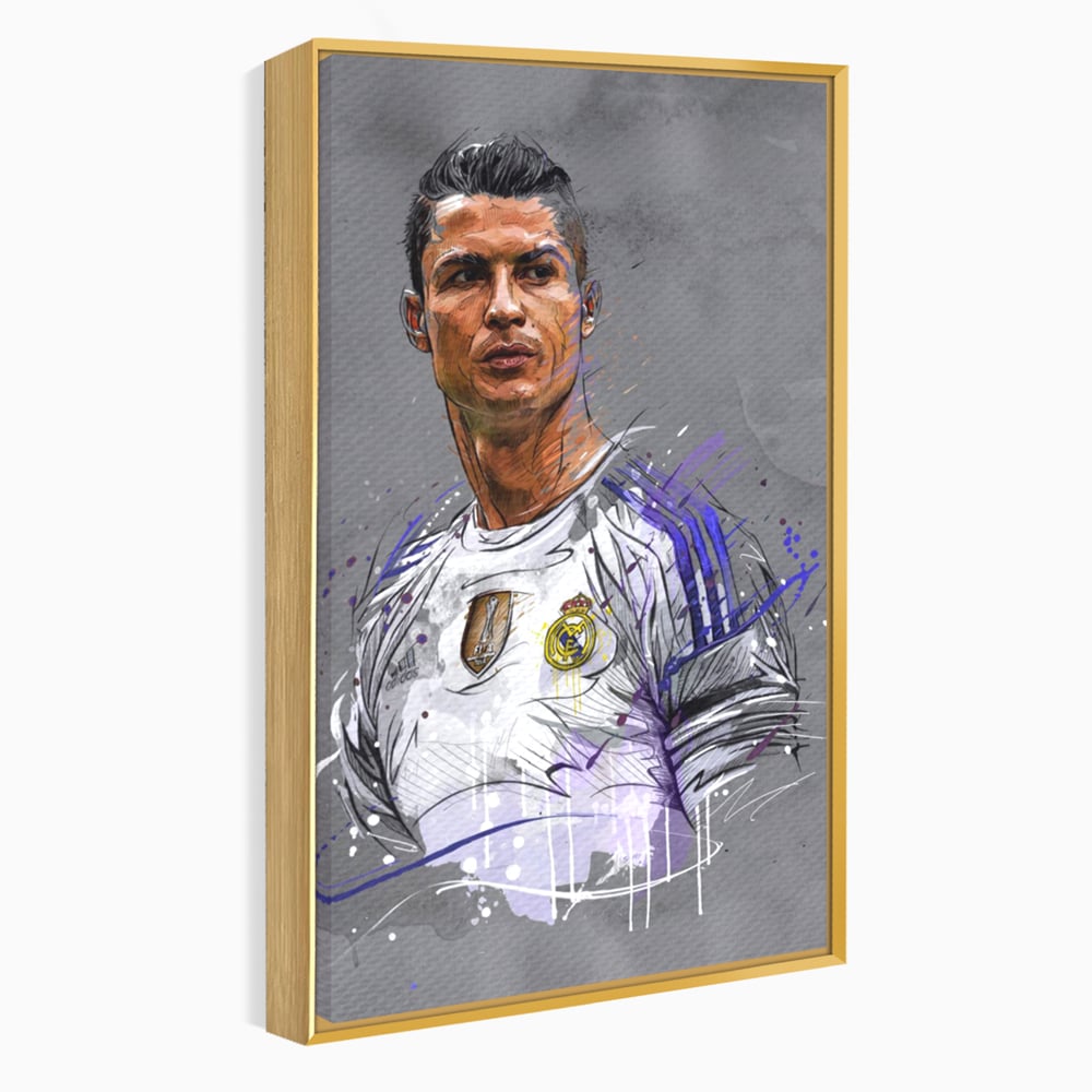 Tablou Canvas Premium LuxCanva® C1035, Cristiano Ronaldo , Culori, Fotbalist, Real Madrid, CR 7, GOAT Camera Copilului, Game Room, Bar, Relaxare, Culori Vibrante
