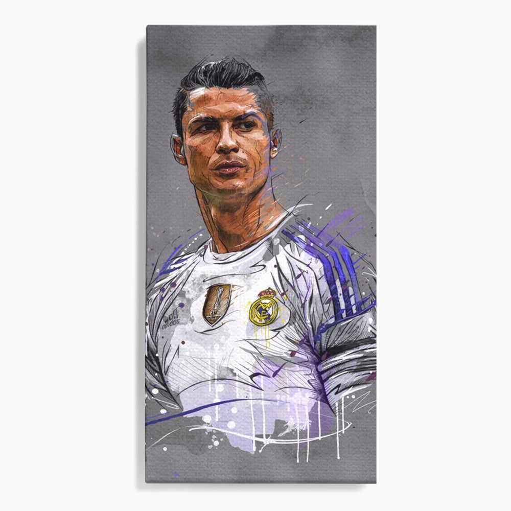 Tablou Canvas Premium LuxCanva® C1035, Cristiano Ronaldo , Culori, Fotbalist, Real Madrid, CR 7, GOAT Camera Copilului, Game Room, Bar, Relaxare, Culori Vibrante