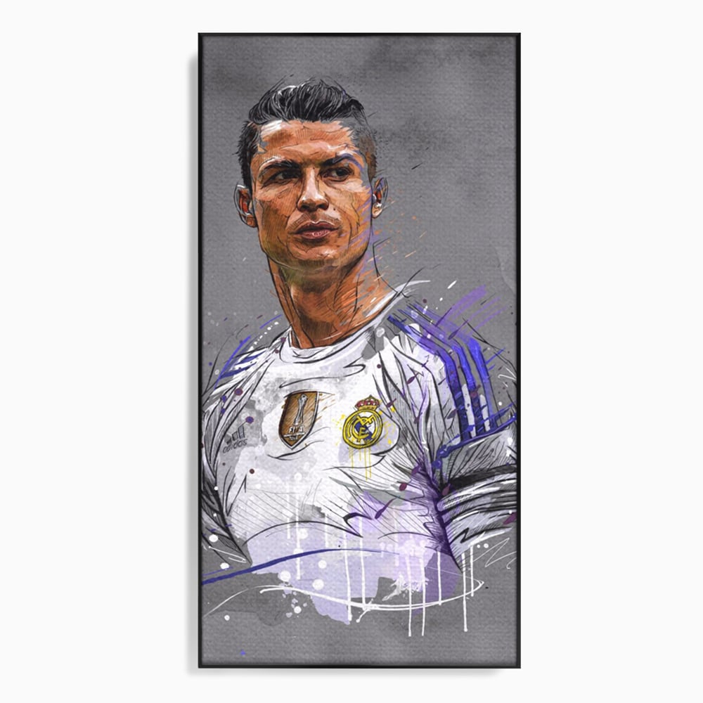 Tablou Canvas Premium LuxCanva® C1035, Cristiano Ronaldo , Culori, Fotbalist, Real Madrid, CR 7, GOAT Camera Copilului, Game Room, Bar, Relaxare, Culori Vibrante
