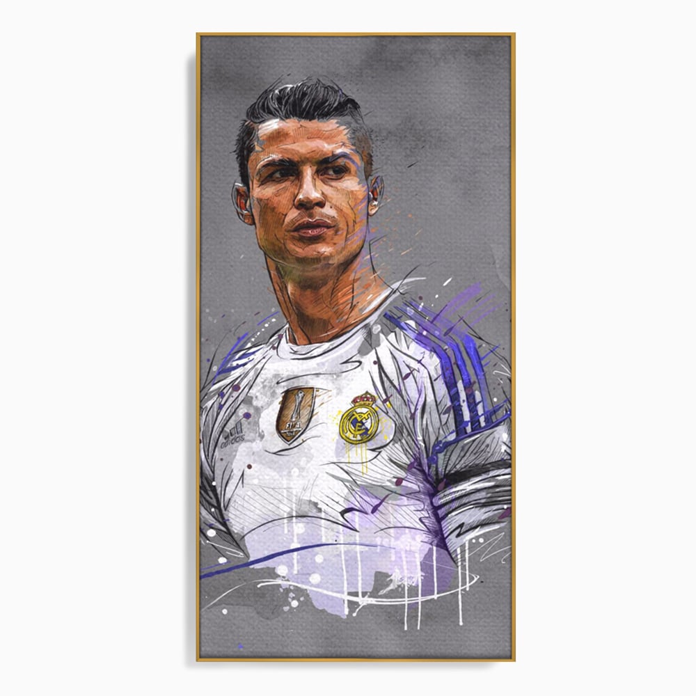 Tablou Canvas Premium LuxCanva® C1035, Cristiano Ronaldo , Culori, Fotbalist, Real Madrid, CR 7, GOAT Camera Copilului, Game Room, Bar, Relaxare, Culori Vibrante