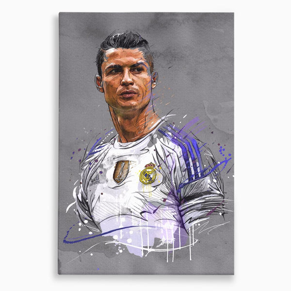 Tablou Canvas Premium LuxCanva® C1035, Cristiano Ronaldo , Culori, Fotbalist, Real Madrid, CR 7, GOAT Camera Copilului, Game Room, Bar, Relaxare, Culori Vibrante