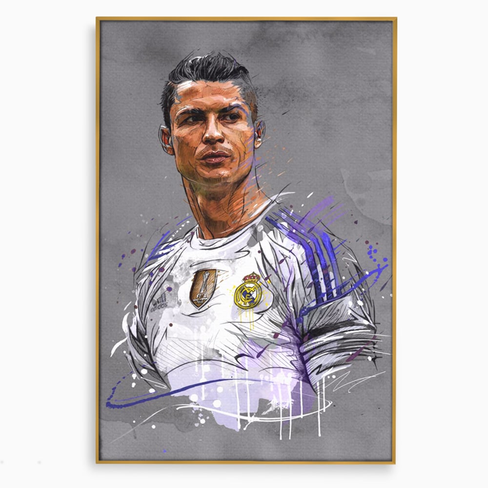 Tablou Canvas Premium LuxCanva® C1035, Cristiano Ronaldo , Culori, Fotbalist, Real Madrid, CR 7, GOAT Camera Copilului, Game Room, Bar, Relaxare, Culori Vibrante