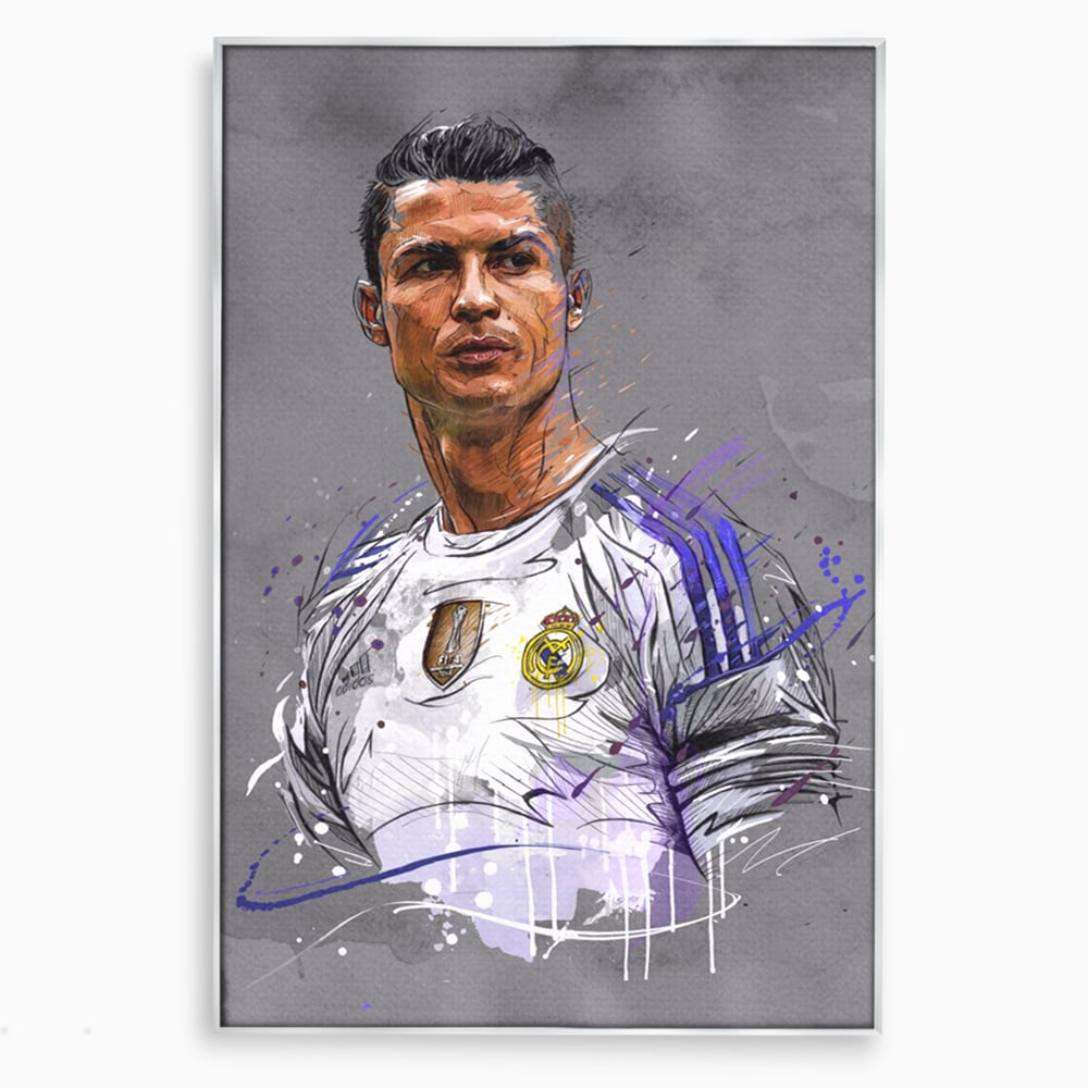 Tablou Canvas Premium LuxCanva® C1035, Cristiano Ronaldo , Culori, Fotbalist, Real Madrid, CR 7, GOAT Camera Copilului, Game Room, Bar, Relaxare, Culori Vibrante