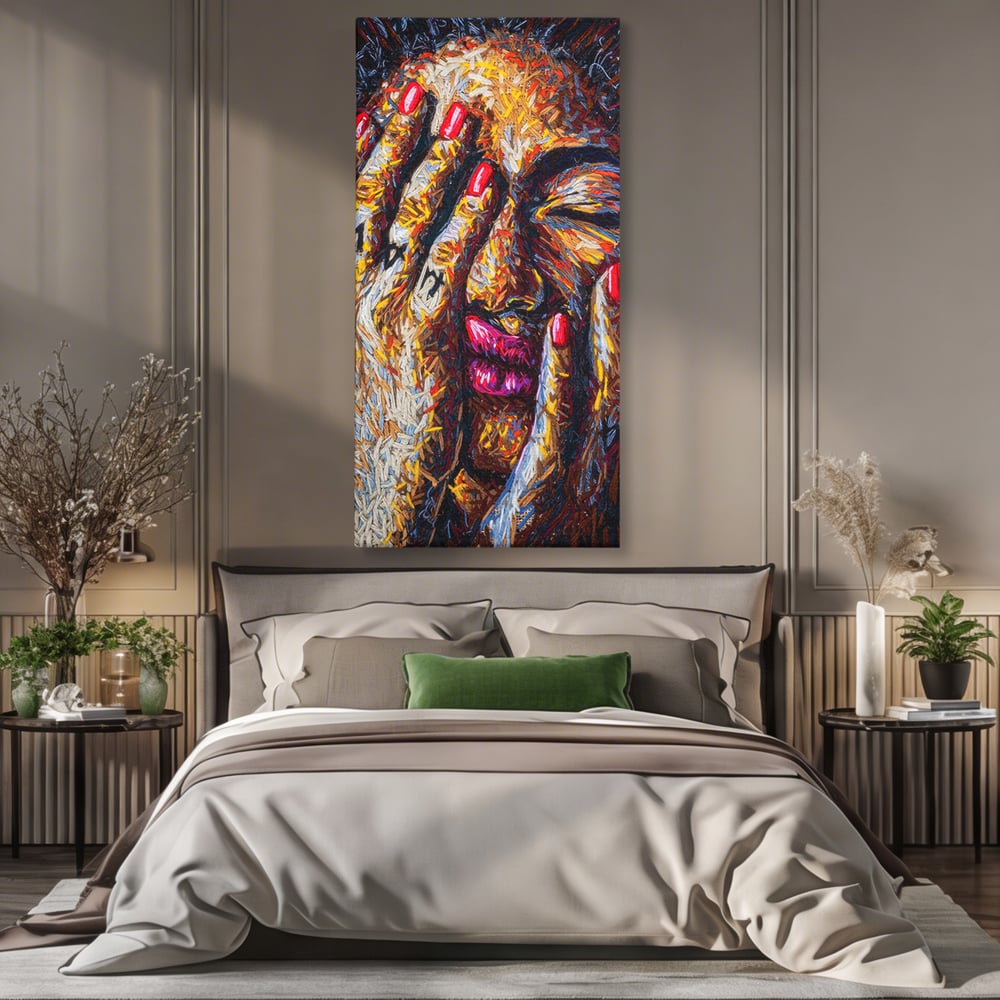 Tablou Canvas Premium LuxCanva® C1040, Morning Face , Culori, Fata, Unghii Rosii, Culori, Bedroom, Living Room, Relaxare, Culori Vibrante