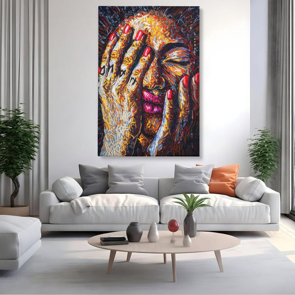 Tablou Canvas Premium LuxCanva® C1040, Morning Face , Culori, Fata, Unghii Rosii, Culori, Bedroom, Living Room, Relaxare, Culori Vibrante