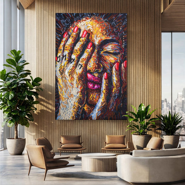Tablou Canvas Premium LuxCanva® C1040, Morning Face , Culori, Fata, Unghii Rosii, Culori, Bedroom, Living Room, Relaxare, Culori Vibrante