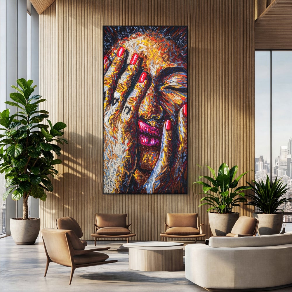 Tablou Canvas Premium LuxCanva® C1040, Morning Face , Culori, Fata, Unghii Rosii, Culori, Bedroom, Living Room, Relaxare, Culori Vibrante