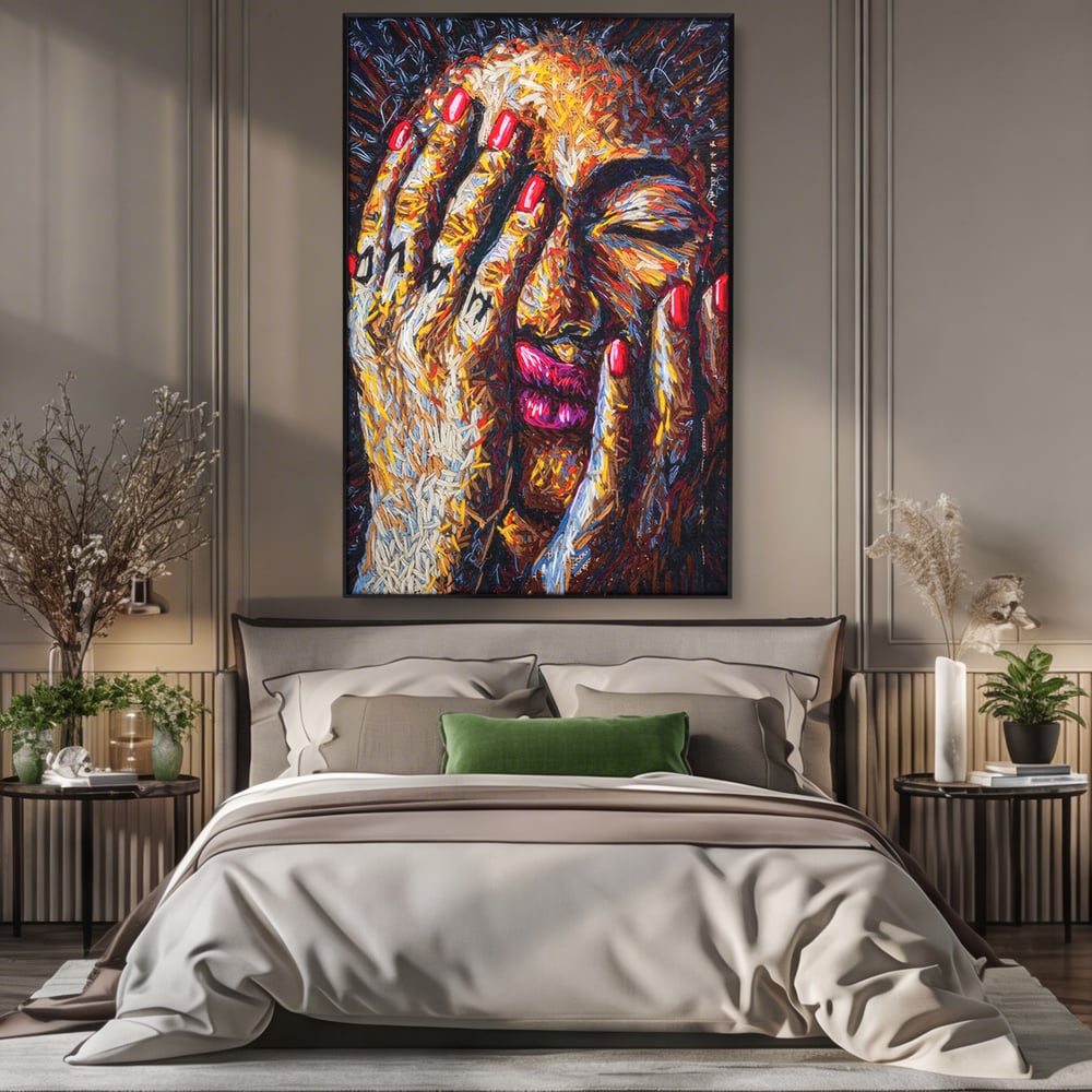 Tablou Canvas Premium LuxCanva® C1040, Morning Face , Culori, Fata, Unghii Rosii, Culori, Bedroom, Living Room, Relaxare, Culori Vibrante