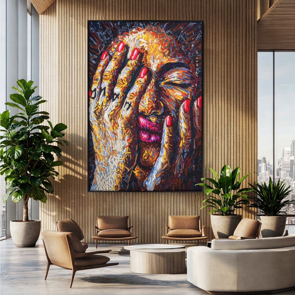 Tablou Canvas Premium LuxCanva® C1040, Morning Face , Culori, Fata, Unghii Rosii, Culori, Bedroom, Living Room, Relaxare, Culori Vibrante
