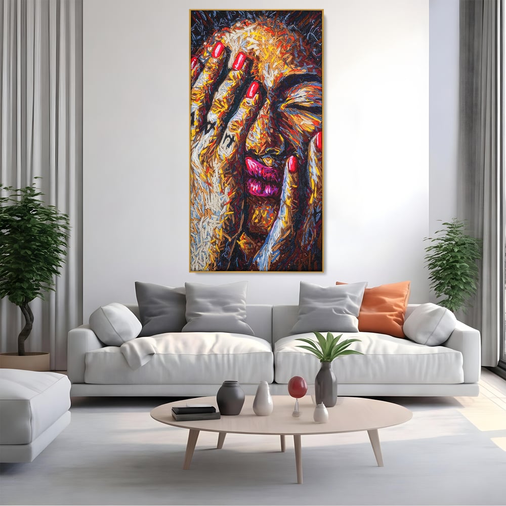 Tablou Canvas Premium LuxCanva® C1040, Morning Face , Culori, Fata, Unghii Rosii, Culori, Bedroom, Living Room, Relaxare, Culori Vibrante