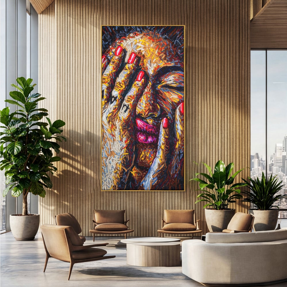 Tablou Canvas Premium LuxCanva® C1040, Morning Face , Culori, Fata, Unghii Rosii, Culori, Bedroom, Living Room, Relaxare, Culori Vibrante